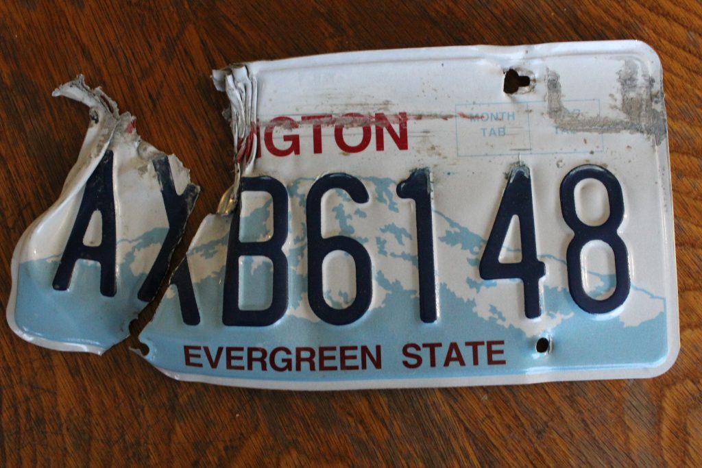 broken license plate
